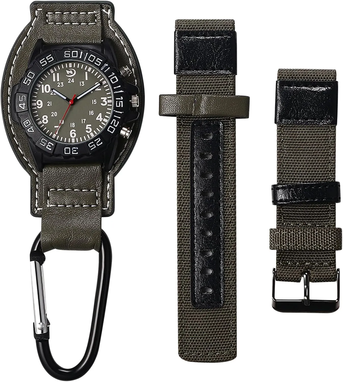 Strap Watches Set JewelryWe Backpack Clip-on FOB Watches: Buckle comparably uneven Key Ring Pocket Watch with Detachable Leather 