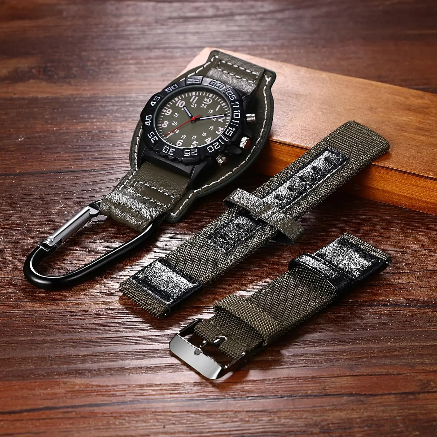 Strap Watches Set JewelryWe Backpack Clip-on FOB Watches: Buckle comparably uneven Key Ring Pocket Watch with Detachable Leather 