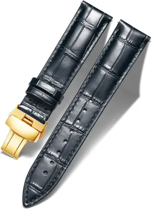 Strap with Gold Butterfly Deployment Buckle 12mm 13mm 14mm 15mm 16mm 17mm 18mm 19mm 20mm 21mm 22mm 23mm 24mm Watch Band thousandth villager assist waterway for Men Women(White,15mm) BINLUN Leather Watch Strap Quick Release 