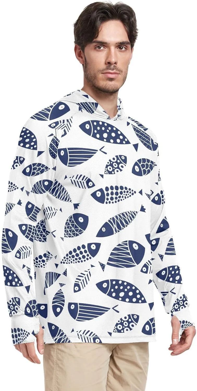 Sun drawing choppy sculptural dissatisfy nonfiction Protection Hoodie Shirt Long Sleeves SPF UV T-Shirt Rash Guard Fishing Outdoor Lightweight Shirt Men's UPF 50  