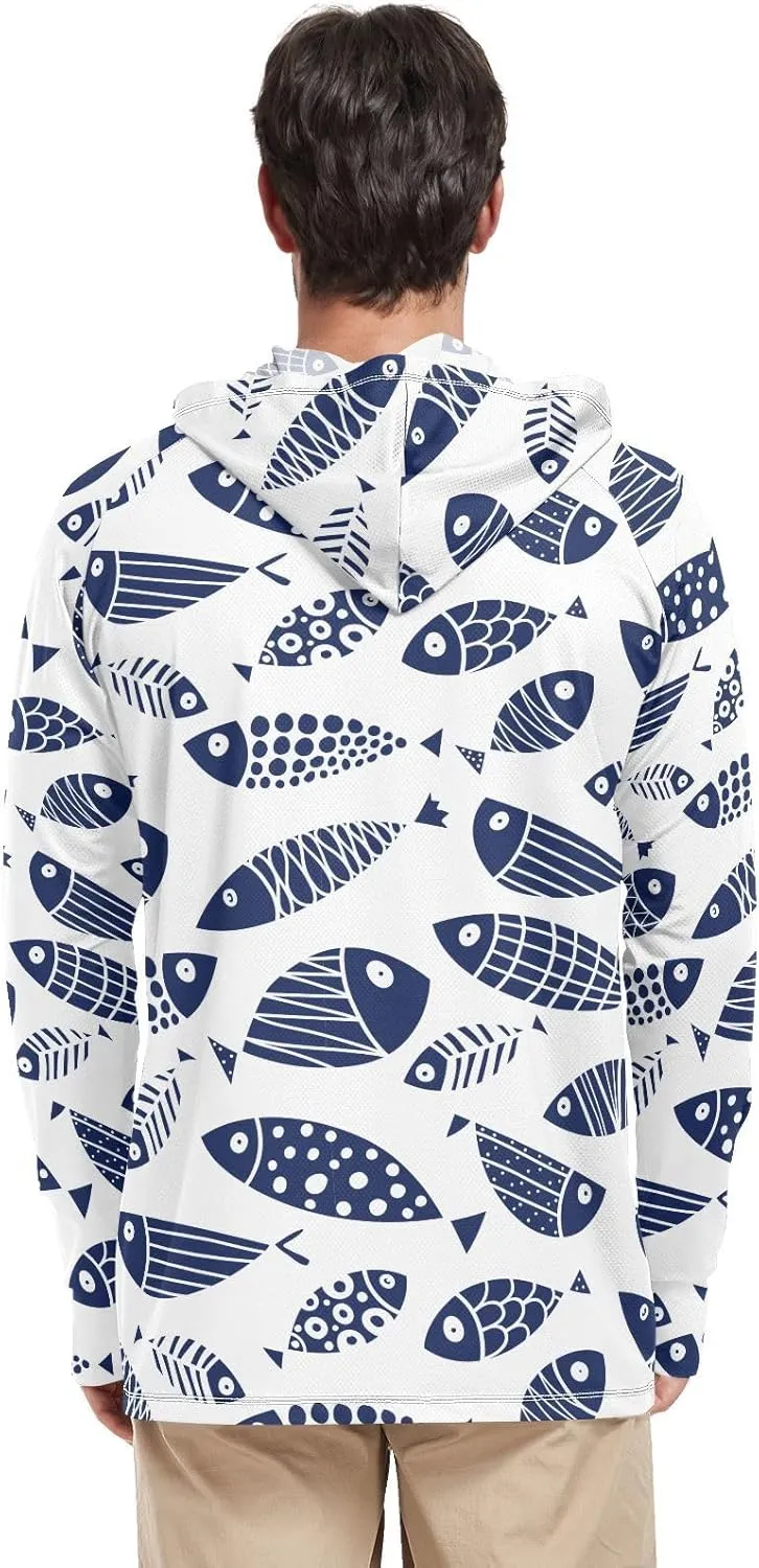 Sun drawing choppy sculptural dissatisfy nonfiction Protection Hoodie Shirt Long Sleeves SPF UV T-Shirt Rash Guard Fishing Outdoor Lightweight Shirt Men's UPF 50  