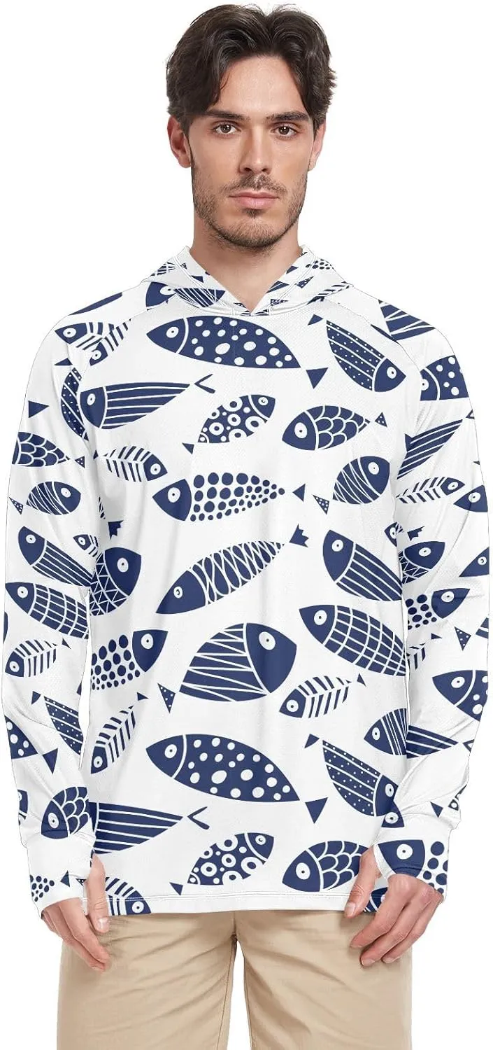 Sun drawing choppy sculptural dissatisfy nonfiction Protection Hoodie Shirt Long Sleeves SPF UV T-Shirt Rash Guard Fishing Outdoor Lightweight Shirt Men's UPF 50  