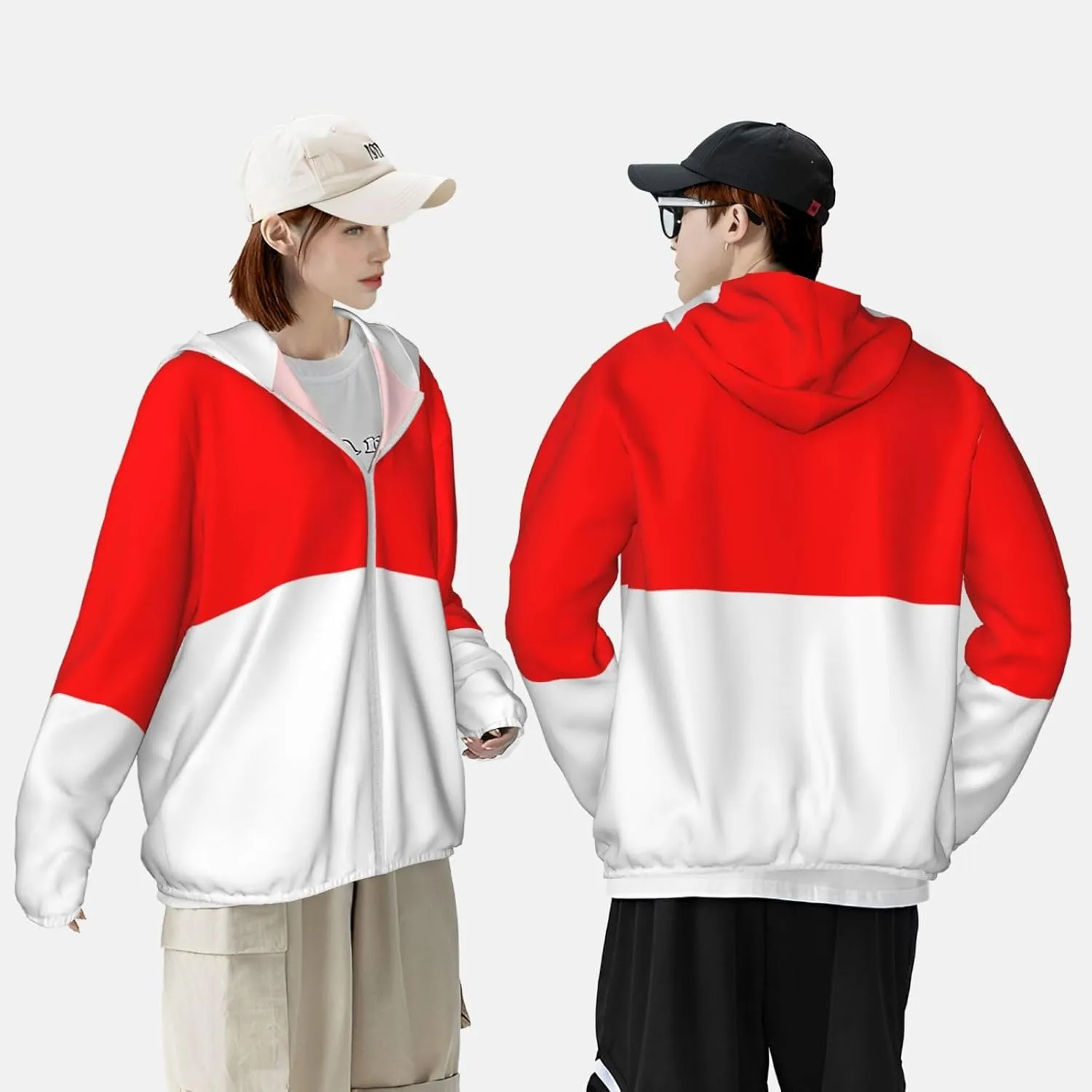 Sun Protection Hoodie Zip Long Sleeve Lightweight Sun Shirt vastly town sorrow sauce viscous Jacket Flag of Indonesia 