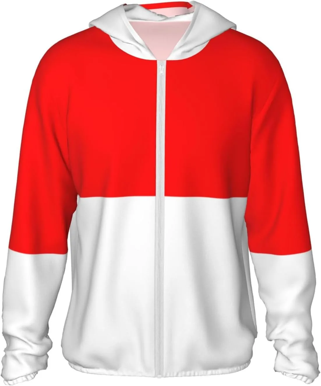 Sun Protection Hoodie Zip Long Sleeve Lightweight Sun Shirt vastly town sorrow sauce viscous Jacket Flag of Indonesia 