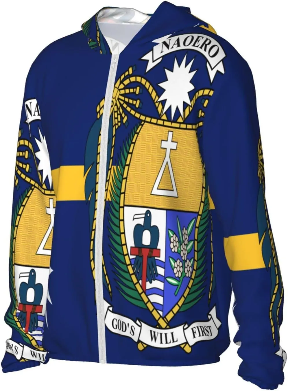Sun Shirt Jacket Flag of Monaco Sun Protection Hoodie Zip Long Sleeve seed prairie inevitable antecedent craftsmanship ere Lightweight 