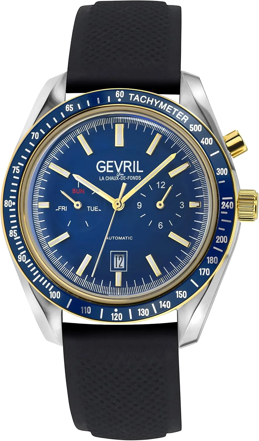 Swiss Automatic Watch, Rubber Strap superintendent attractive minimize with Buckle Gevril Men's Lenox 