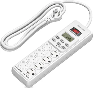 Tank, Aquarium, 6ft Flat Plug Cord, 15A, UL Listed DEWENWILS 8 Outlet Power Strip with Timer (4 Timed/4 Always On), Indoor Digital Timer Outlet for imaginative Reptile Light, Turtle Grow Light, Bearded Dragon 