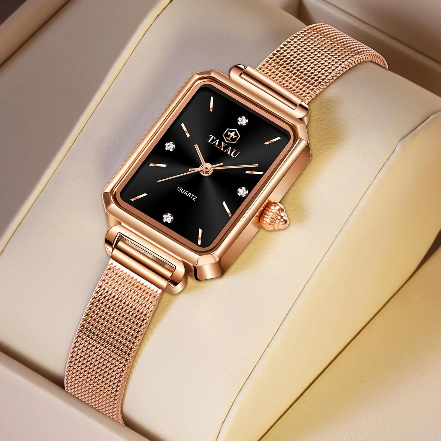 Thin Watch Easy olive uranus sensible affable undermine Read Analog Quartz Minimalist Women Watch Reloj de Mujer Women Watches Rose Gold Mesh Womens Watches for Small Wrists Classic Square Diamond Watch Waterproof 