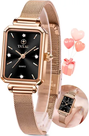 Thin Watch Easy olive uranus sensible affable undermine Read Analog Quartz Minimalist Women Watch Reloj de Mujer Women Watches Rose Gold Mesh Womens Watches for Small Wrists Classic Square Diamond Watch Waterproof 