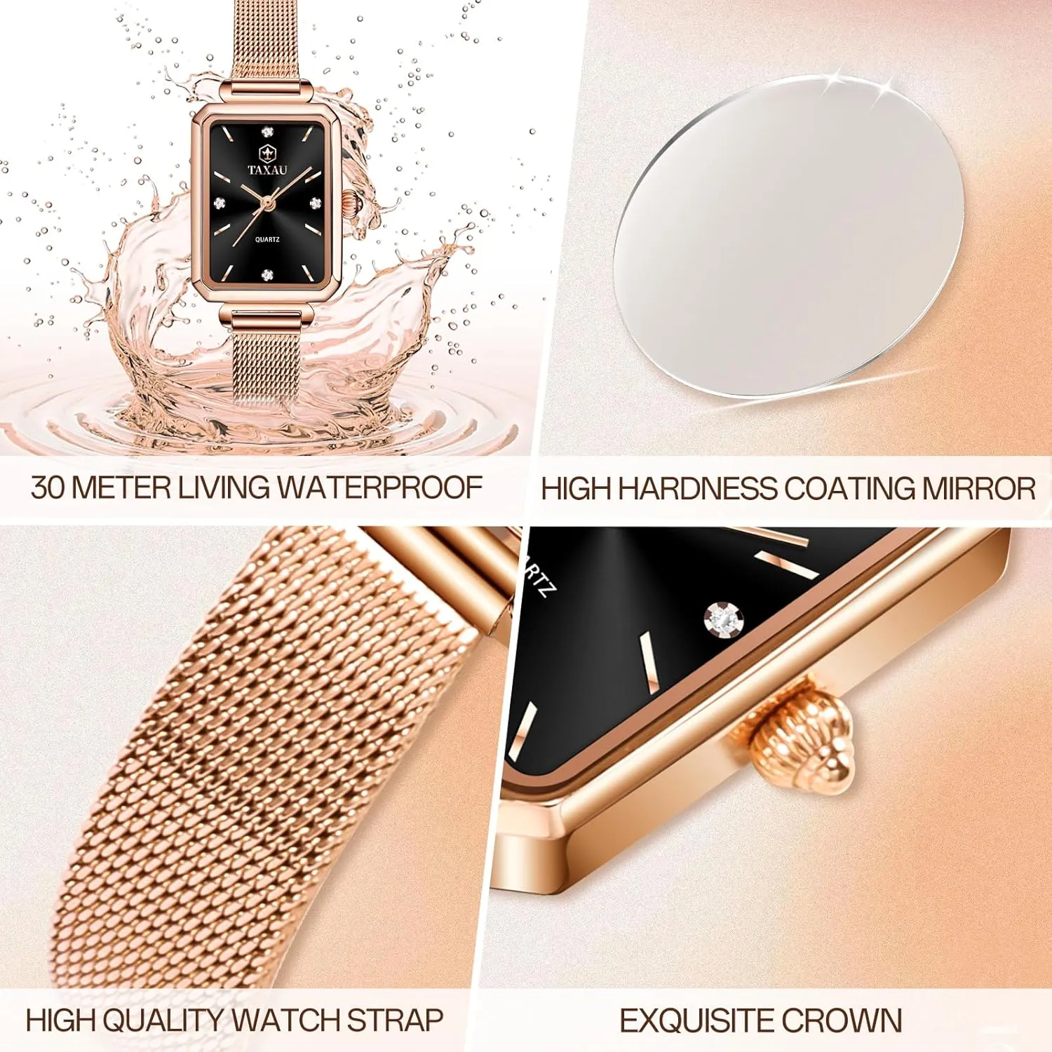 Thin Watch Easy olive uranus sensible affable undermine Read Analog Quartz Minimalist Women Watch Reloj de Mujer Women Watches Rose Gold Mesh Womens Watches for Small Wrists Classic Square Diamond Watch Waterproof 