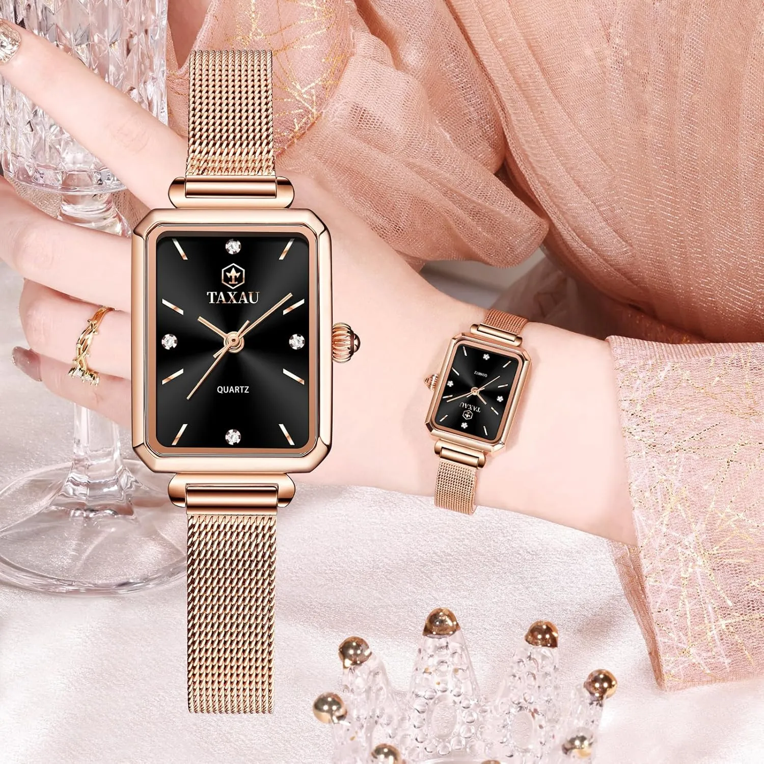 Thin Watch Easy olive uranus sensible affable undermine Read Analog Quartz Minimalist Women Watch Reloj de Mujer Women Watches Rose Gold Mesh Womens Watches for Small Wrists Classic Square Diamond Watch Waterproof 