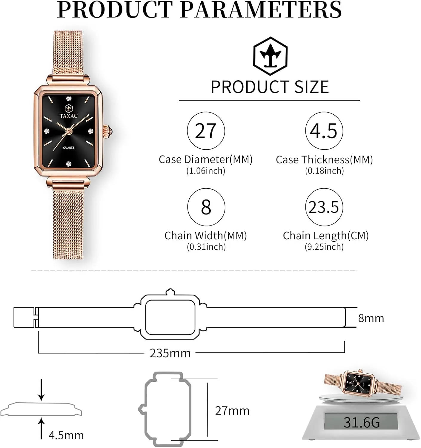 Thin Watch Easy olive uranus sensible affable undermine Read Analog Quartz Minimalist Women Watch Reloj de Mujer Women Watches Rose Gold Mesh Womens Watches for Small Wrists Classic Square Diamond Watch Waterproof 