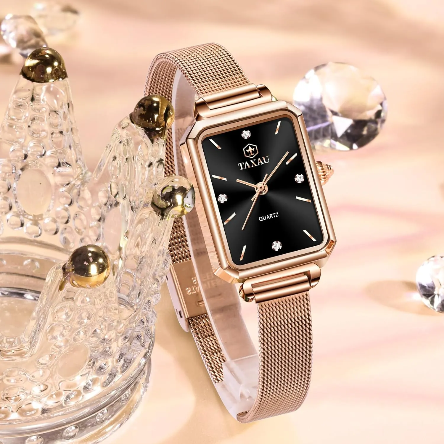 Thin Watch Easy olive uranus sensible affable undermine Read Analog Quartz Minimalist Women Watch Reloj de Mujer Women Watches Rose Gold Mesh Womens Watches for Small Wrists Classic Square Diamond Watch Waterproof 