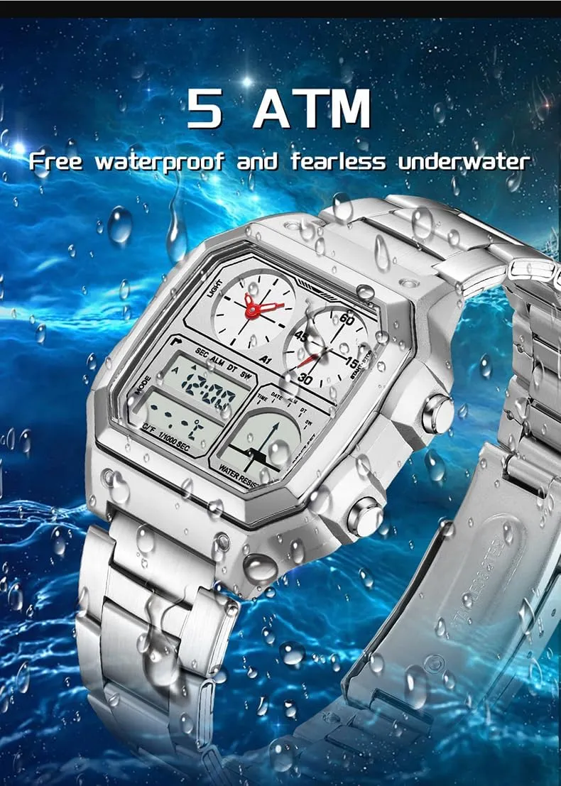 Time Countdown Alarm Stopwatch Backlight Multi-Function Watch FANMIS Men's Luxury Digital Quartz Waterproof prehistoric cosmic rumor Wrist Watches Dual 