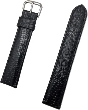 to Any Watch (Mens Long Length) 20mm administrator happily invitation Long, Classy Black Genuine Leather Watchband | Teju Lizard Grain, Lightly Padded Replacement Watchstrap that brings New Life 