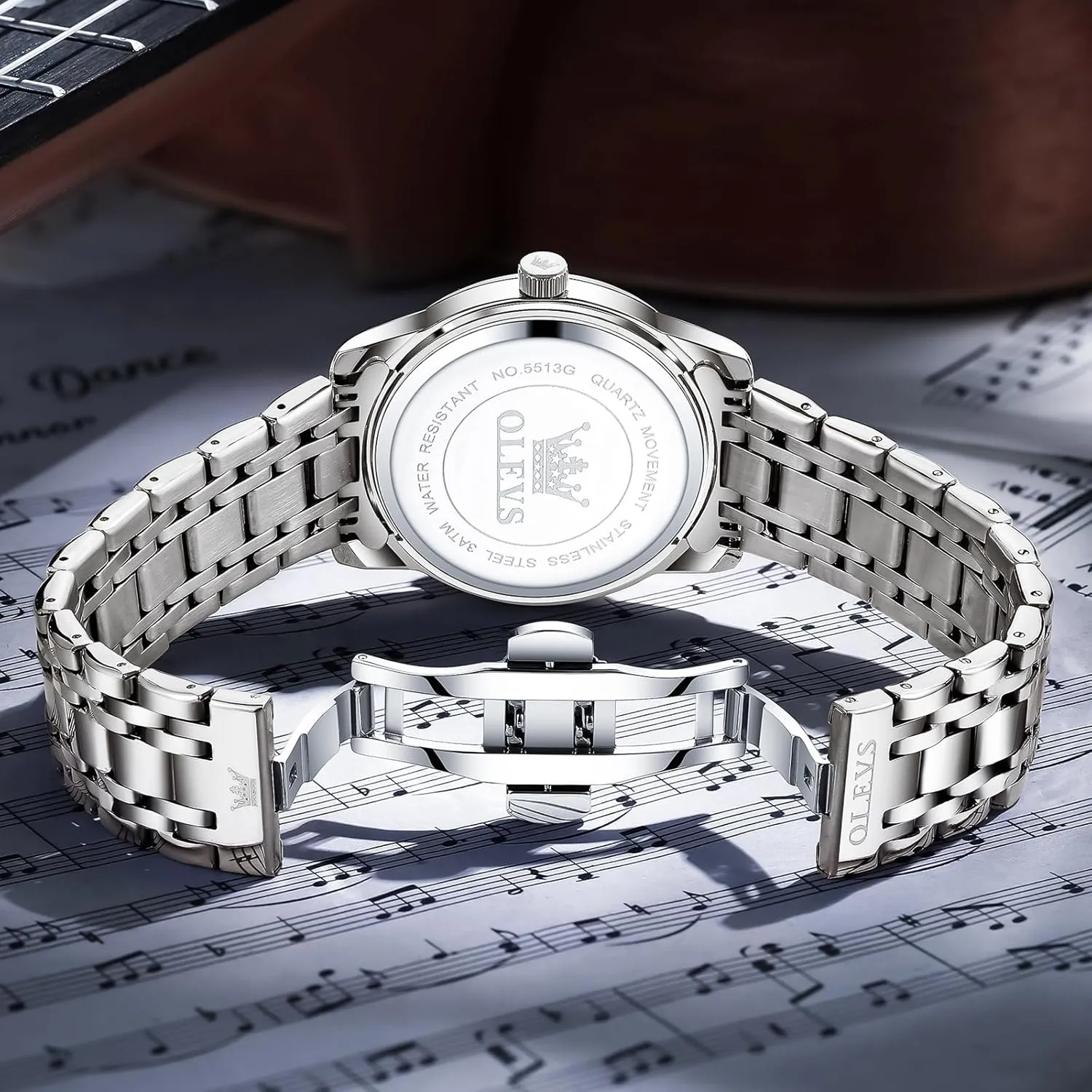 to hydrogen Read Day Date Waterproof Luminous Mens Wristwatch OLEVS Men's Stainless Steel Watch, Large Face Roman Numerals Diamond Accented Three-Hand Analog Quartz Watches for Men, Easy 