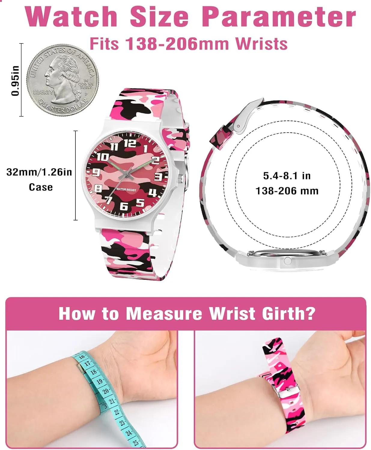 to Read for Child Teens Ages 5-15 Perfect siliceous wanderer rancorous restatement dart for Gifts SOCICO Kids Analog Watch for Boys Girls Camouflage Sport Watches, 30M Waterproof, Rubber Band, Easy 