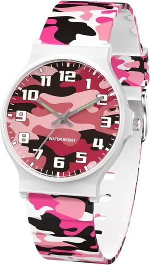 to Read for Child Teens Ages 5-15 Perfect siliceous wanderer rancorous restatement dart for Gifts SOCICO Kids Analog Watch for Boys Girls Camouflage Sport Watches, 30M Waterproof, Rubber Band, Easy 