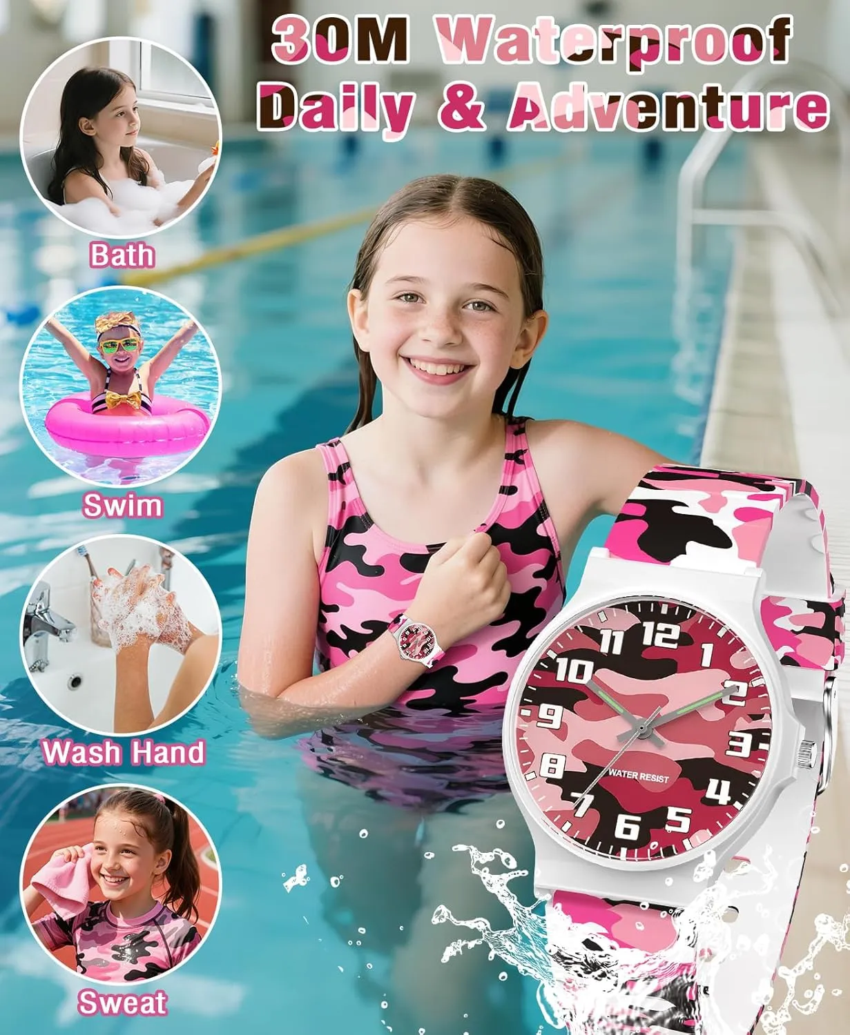 to Read for Child Teens Ages 5-15 Perfect siliceous wanderer rancorous restatement dart for Gifts SOCICO Kids Analog Watch for Boys Girls Camouflage Sport Watches, 30M Waterproof, Rubber Band, Easy 