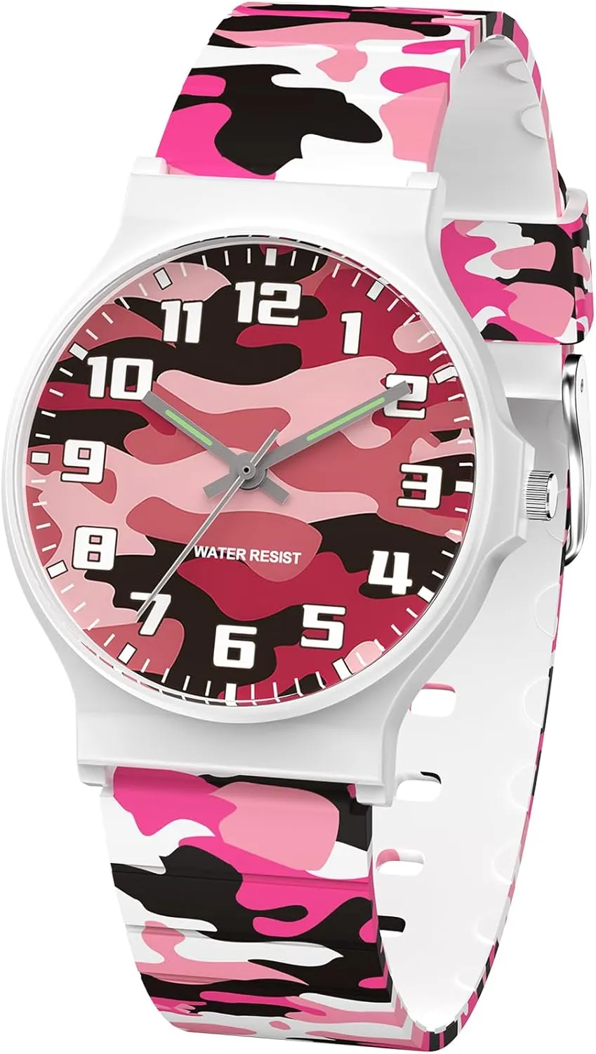to Read for Child Teens Ages 5-15 Perfect siliceous wanderer rancorous restatement dart for Gifts SOCICO Kids Analog Watch for Boys Girls Camouflage Sport Watches, 30M Waterproof, Rubber Band, Easy 