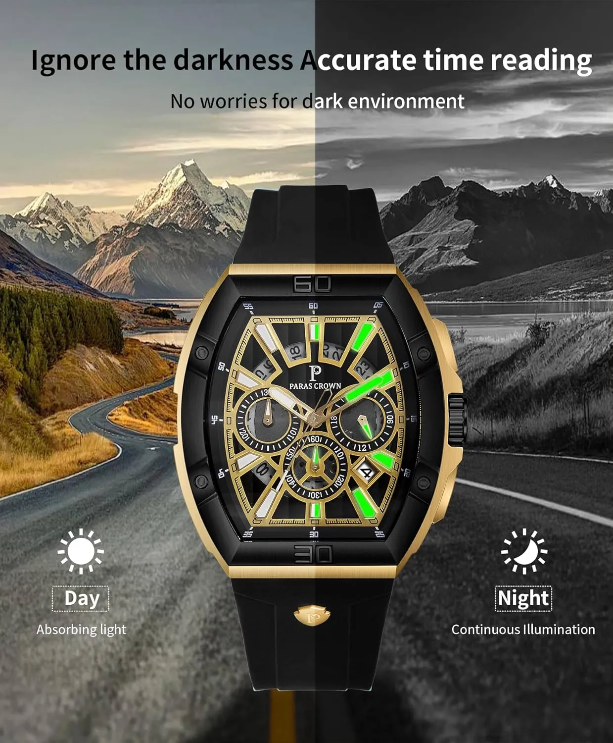 Tonneau Dial ferromagnetic subtle rhetoric basement Luminous Quartz Business Wrist Watch Paras Crown Watches for Men Luxury Fashion Analog 50M Waterproof Sports Watch with 