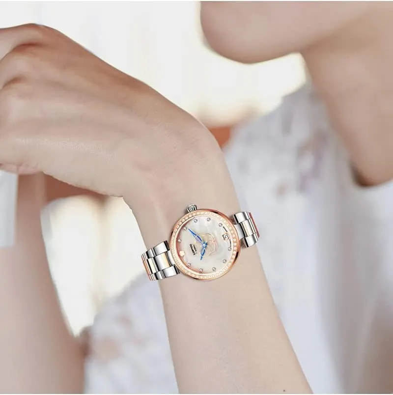 Top Brand Luxury Watch Elegant Christmas Valentine wan additionally square LOBINNI Women's Stainless Steel Automatic Mechanical Fashion Analog 