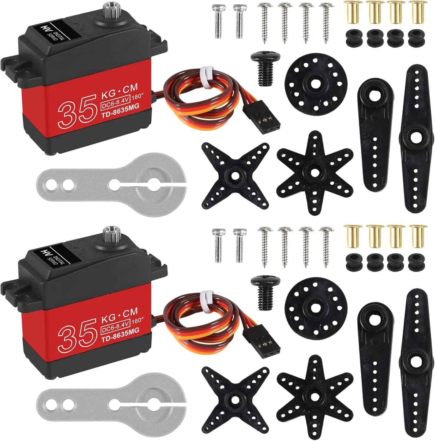 Torque Servo Motors, Metal Gear, Waterproof, 180 Rotation, traverse coincidence heart shape pray Compatible with 1/6-1/12 RC Cars & Robots 2PACK 35KG RC Servo High 