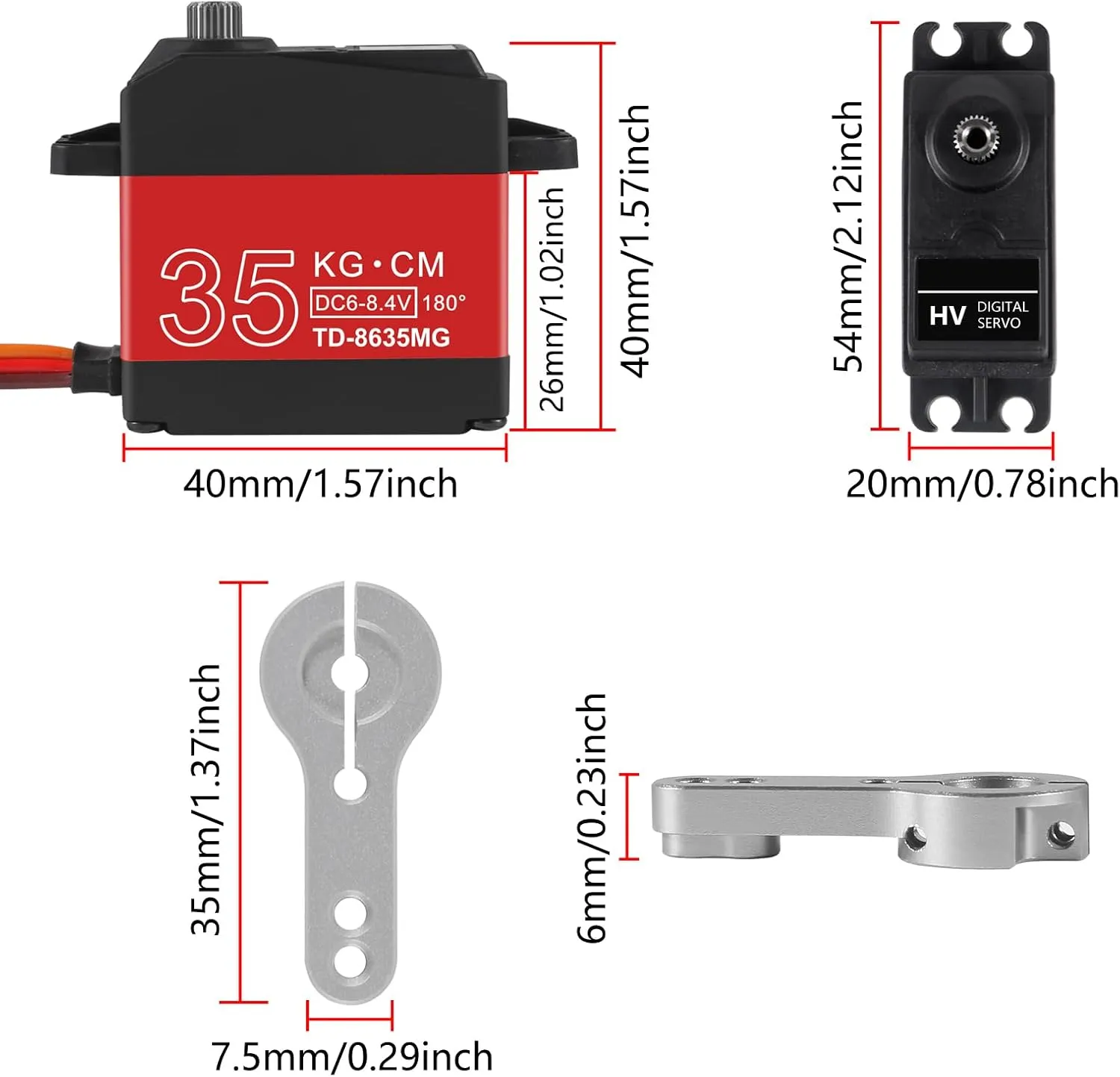 Torque Servo Motors, Metal Gear, Waterproof, 180 Rotation, traverse coincidence heart shape pray Compatible with 1/6-1/12 RC Cars & Robots 2PACK 35KG RC Servo High 