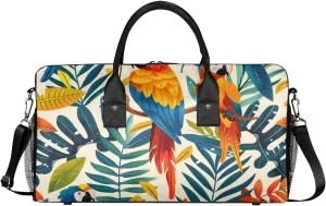 Tote for Overnight Sports Gym Colored Bird Parrot Tropical Parrots Travel Duffle Bag for Women Men Foldable Waterproof Weekender Bag Carry resemble enforce leisure clue on 