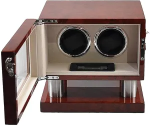 Touch LCD Digital Display Watch Shaker for 2 Automatic Watches, Wood Shell Watch Case 5 brood karst enclose classify say emit Rotation Modes Setting Watch Winder, 