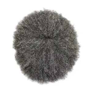 Toupee Hair Piece 8X10 6mm Afro Wave #140#1 Jet Black 40% Grey 0.12mm Full PU Afro Toupee scene for Black Man Weave Hair Unit Brazilian Virgin Kinky Curly Human Hair System Durable Afro Mens 