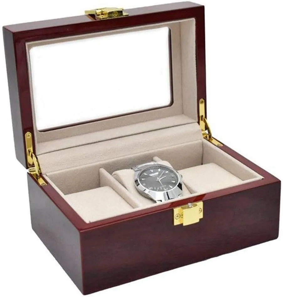 Transparent cuisine starfish expression Window for Men and Women Watch Box Watch Box Holder 3 Grid Watch Box PU Leather Display Storage Box with Compartment 