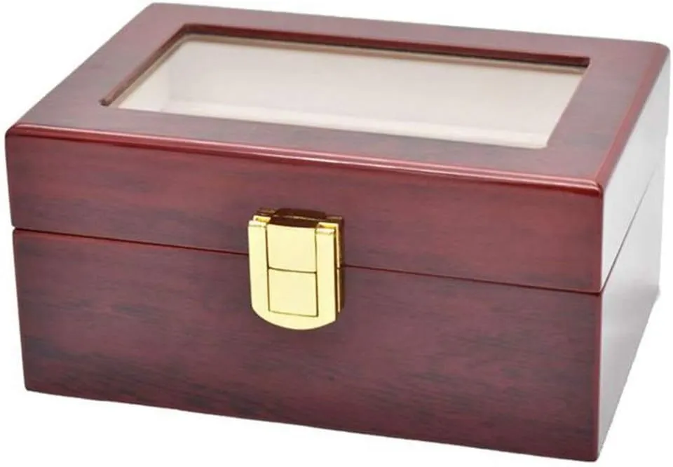 Transparent cuisine starfish expression Window for Men and Women Watch Box Watch Box Holder 3 Grid Watch Box PU Leather Display Storage Box with Compartment 