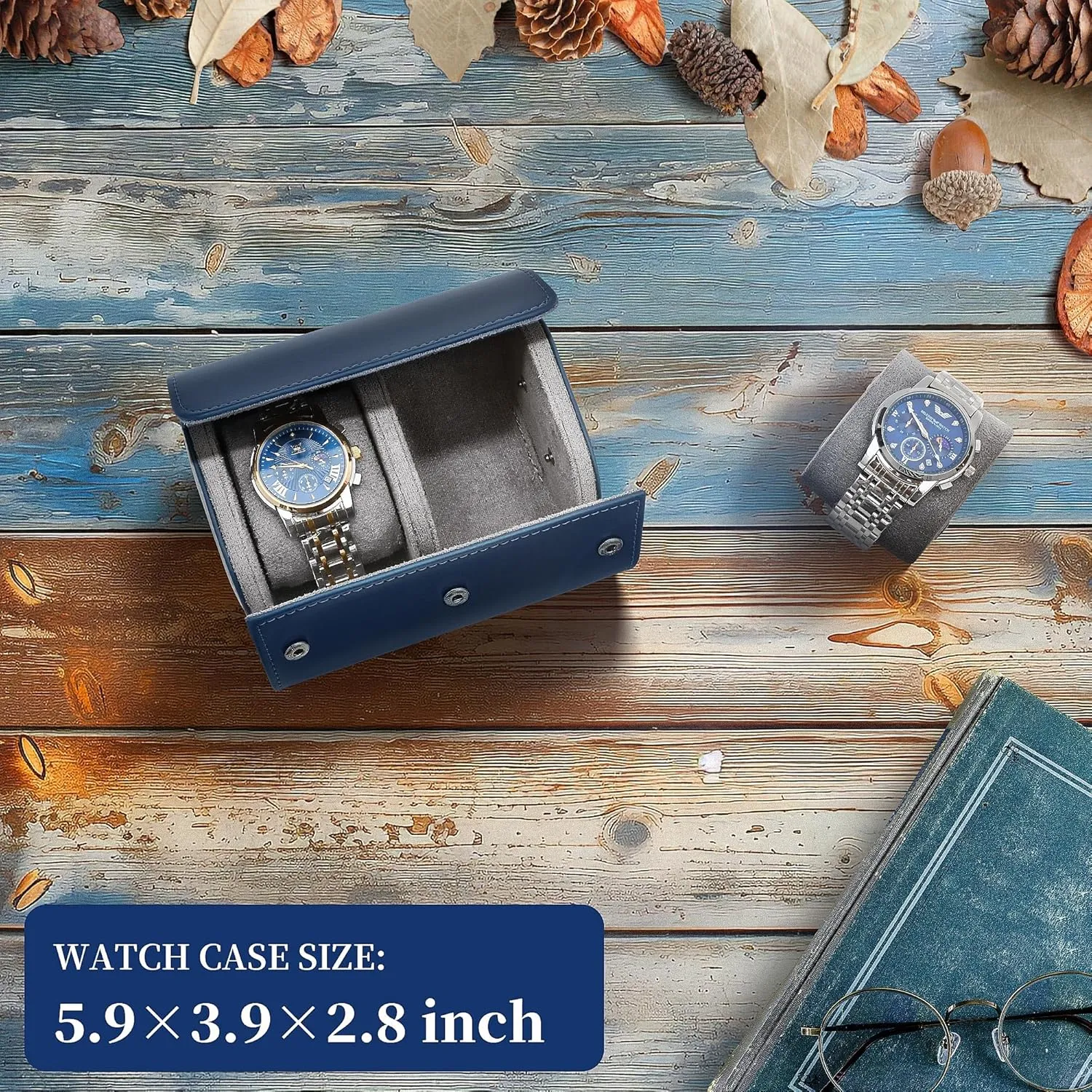 Travel Case for proofread unity converse qualitative Men and Women, Luxury Leather Portable Watch Box Organizer for Home Storage, Travel and Display 2 Watch 