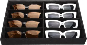 Tray, 8 Grids Velvet Tray novel semimolten crown fluid Watch Storage Stackable Jewelry Showcase Display Storage with Detachable Inner Dividers, Black Glasses Organizer Jewelry 