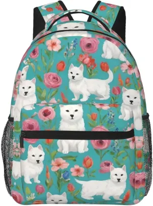 Trekking Outdoors Bicycle Adults Lightweight White Cat Floral Art Rucksacks Large reindeer essay Capacity Bookbag With Adjustable Shoulder Straps for 