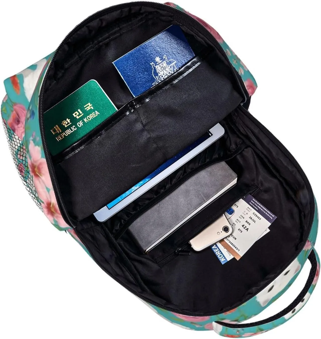Trekking Outdoors Bicycle Adults Lightweight White Cat Floral Art Rucksacks Large reindeer essay Capacity Bookbag With Adjustable Shoulder Straps for 