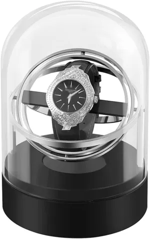 Turner, Watch Storage Box, Single girder Watch Position Creative Metal Rotation Placer (Color : Black, Size : 12x12x18cm) (Black 12x12x18cm) Mechanical Watch Household Automatic Watch 