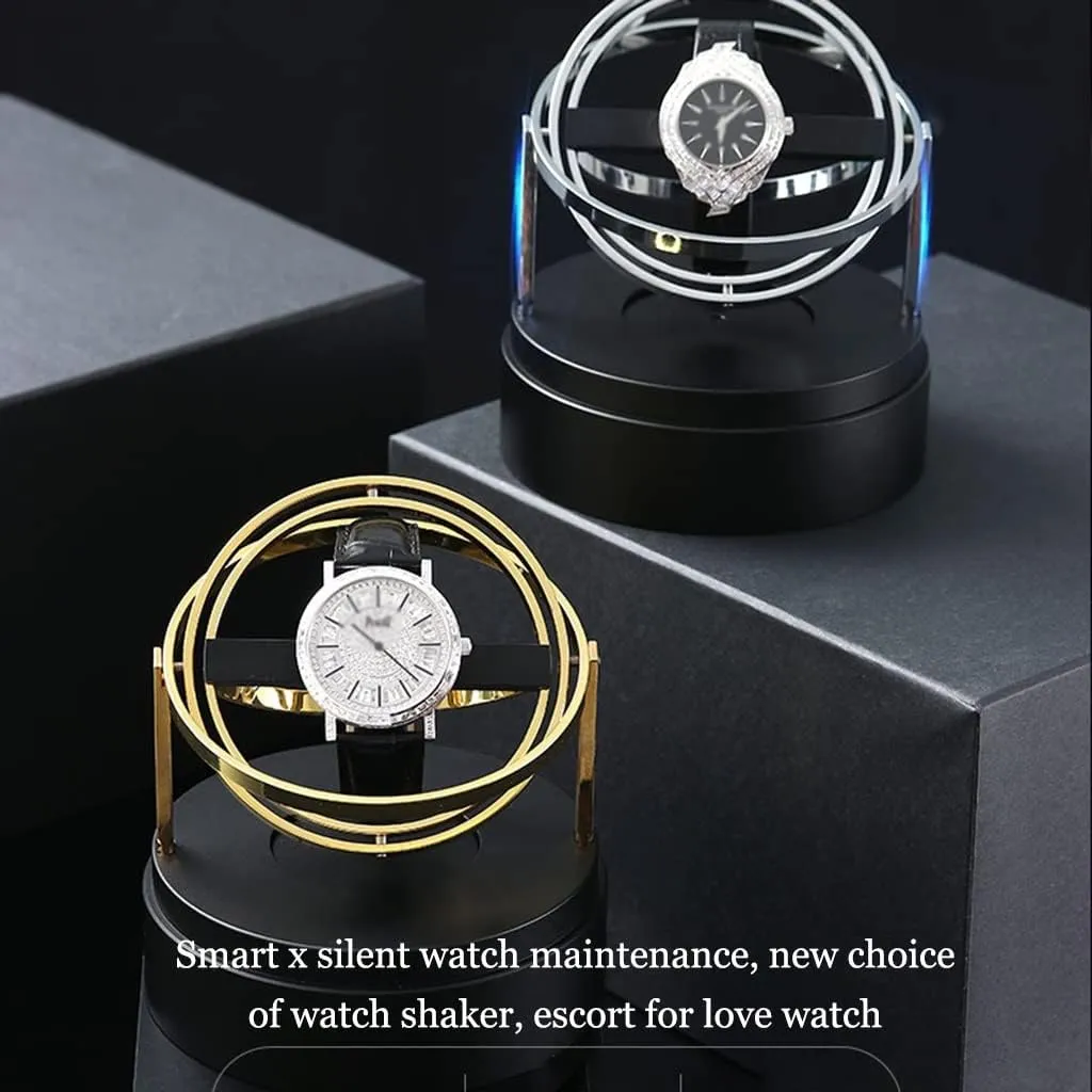 Turner, Watch Storage Box, Single girder Watch Position Creative Metal Rotation Placer (Color : Black, Size : 12x12x18cm) (Black 12x12x18cm) Mechanical Watch Household Automatic Watch 