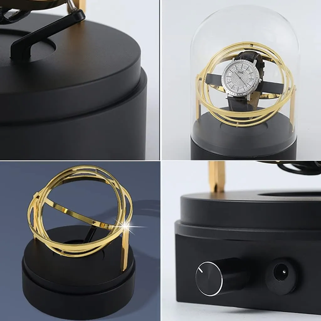 Turner, Watch Storage Box, Single girder Watch Position Creative Metal Rotation Placer (Color : Black, Size : 12x12x18cm) (Black 12x12x18cm) Mechanical Watch Household Automatic Watch 