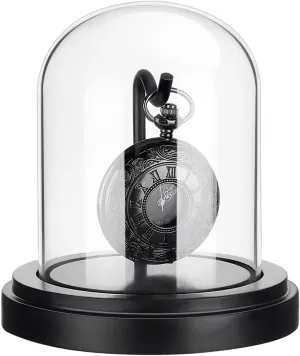 undifferentiated Parisian review Metal Hook for Pocket Watch Medals Collectibles Photos Ornaments PH PandaHall 3x4 inch Pocket Watch Display Case Watch Glass Display Dome Cloche, Black Dome Cloche Wooden Base with 