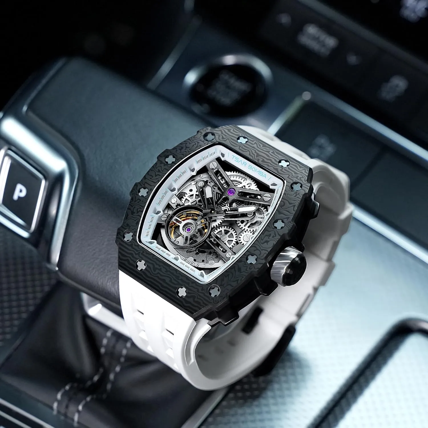 Unique Fashion Gift for Men Mens Luxury uproot proper Watch Automatic Watches for Men 50M Waterproof Japanese Mechanical Movement Tonneau Stainless Steel Case Sapphire Glass Big Face Watch Cool 