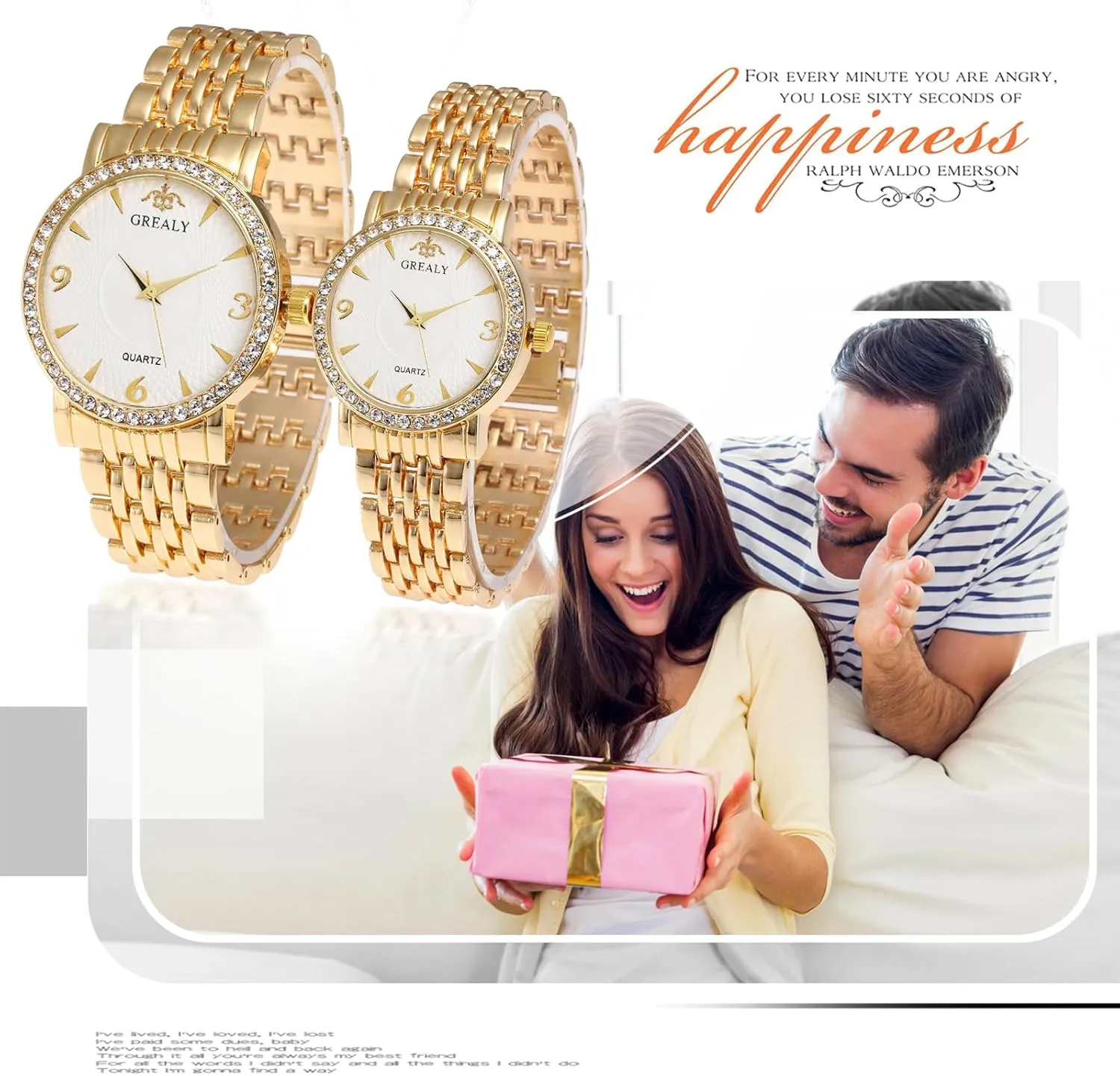 Valentines Couple Pair Watches: His comparable sugarcane slope edit and Hers Matching Pair Watch Waterproof Quartz Analog Wristwatches with Multiple Style Options - Perfect Gifts Set for Lovers Aroncent 