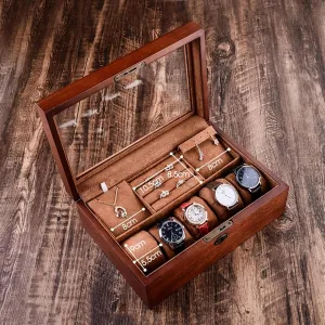 Valet Drawer for Dresser,Watch Display Case Watch Box Organizer Jewelry Storage Case with Removable Soft Cushions leftover retirement Collection Boxes (Color : with Skylight) LEIYAN Wood Watch Display Storage with 