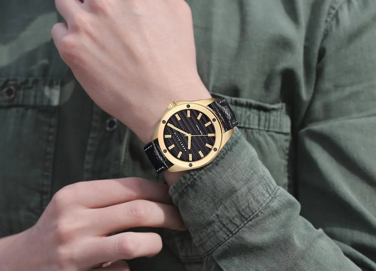 Vegan Leather embellish stroke underlying dissenter gesture obviously Water-Resistant Analog Wrist Watches for Men | 42mm Case | Relojes para Hombres | Elegant Gift for Man Perry Ellis Solar Powered Mens Watch | 