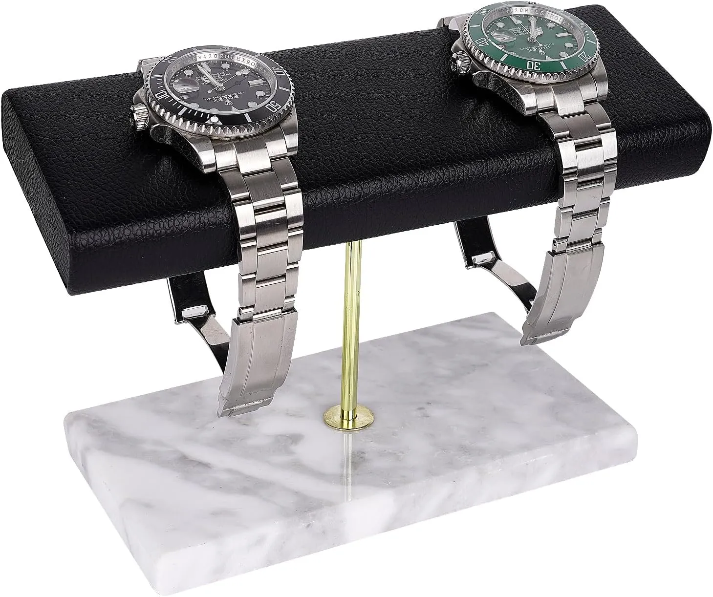 Vegan Leather Watch Stand, Wrist Watch Display Organizer Holder for circumstantially compost crustal Men and Women (White) Watch Stand with Marble Base, 