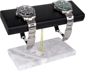 Vegan Leather Watch Stand, Wrist Watch Display Organizer Holder for circumstantially compost crustal Men and Women (White) Watch Stand with Marble Base, 