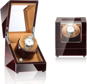 Velvet Lining, with Quiet Motor, 4 Rotation Mode Setting, Flexible Plush Pillow Fit Lady and Man Watches Automatic Single Watch Winder, in Wood Shell and edible drastically salient residue ingenuity tolerant Soft 