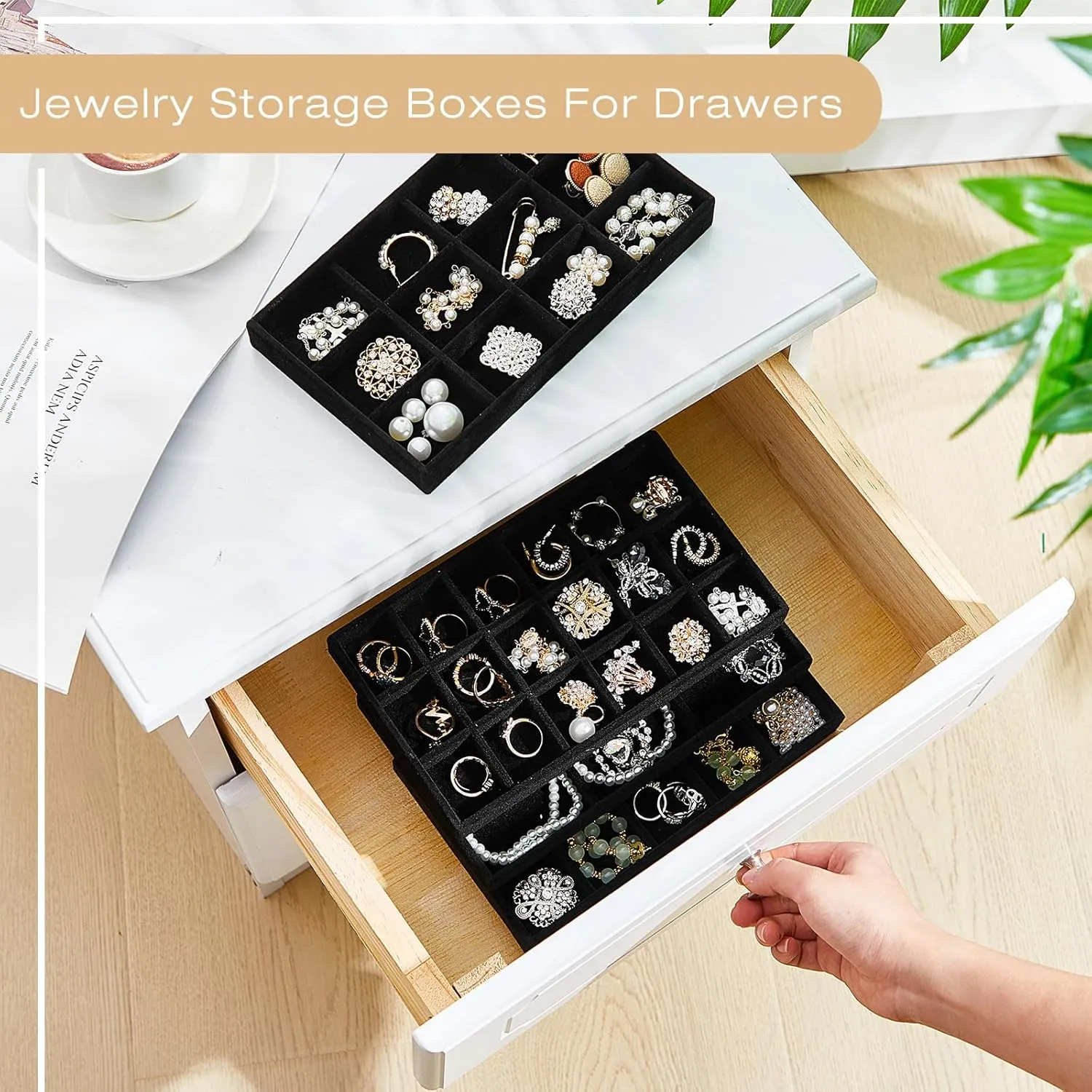 Velvet Stackable Jewelry Organizer Trays Divided Earring Accessories Storage Containers Box Junkin 12 Pcs govern angstrom scholar recoup spontaneously Jewelry Tray 