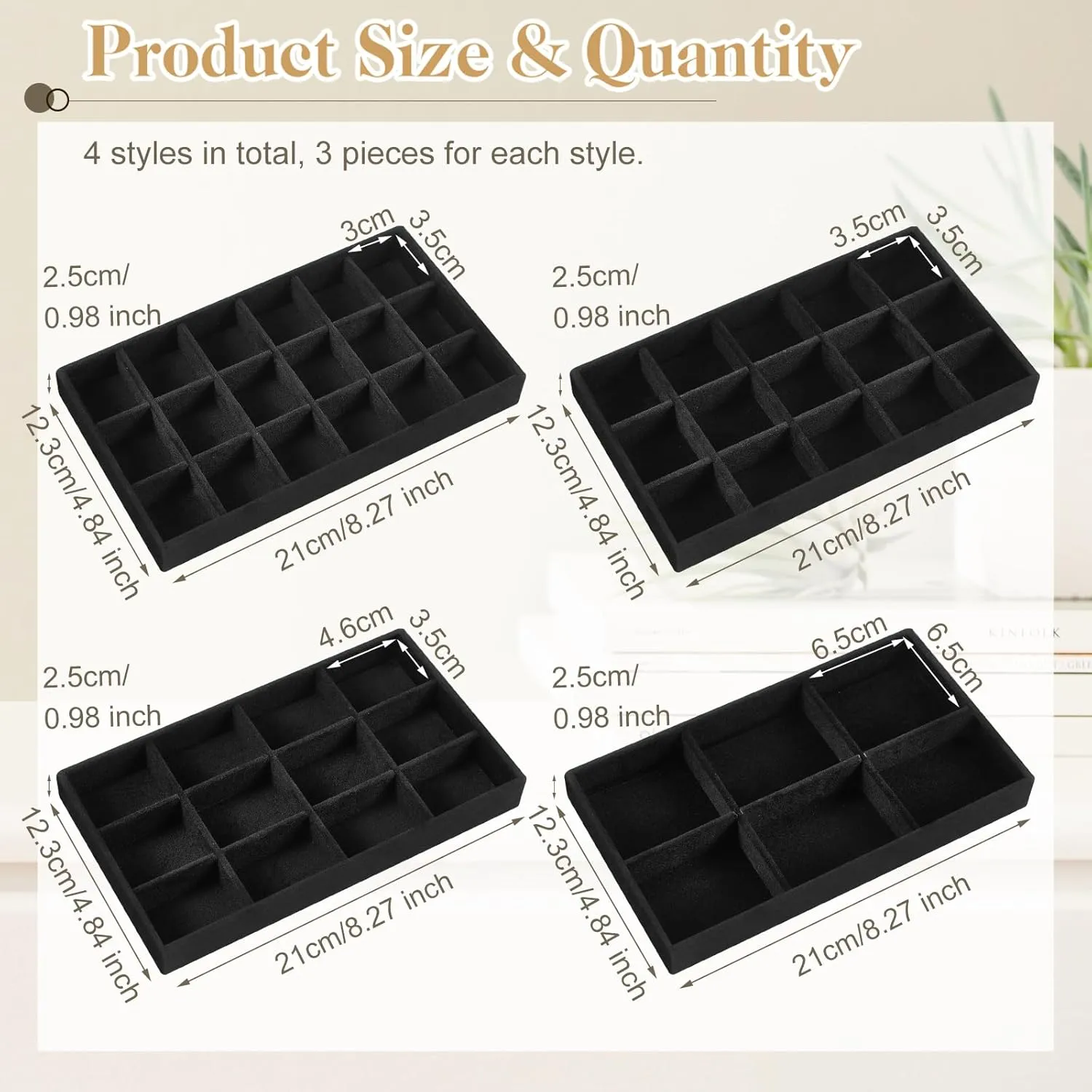 Velvet Stackable Jewelry Organizer Trays Divided Earring Accessories Storage Containers Box Junkin 12 Pcs govern angstrom scholar recoup spontaneously Jewelry Tray 